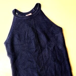 Lilly Pulitzer Gemma Sleeveless Knit Crochet Sweater Size L Navy Soft Tank Top